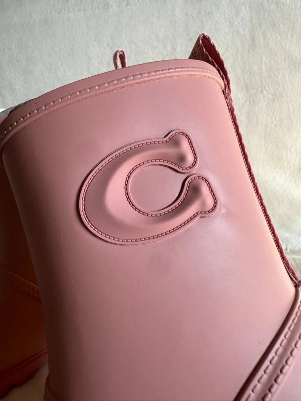 NIB! Rare! Coach CW977 Women's Ryder Rainboot In Pink Petal Size US 5B/EUR 35.5B